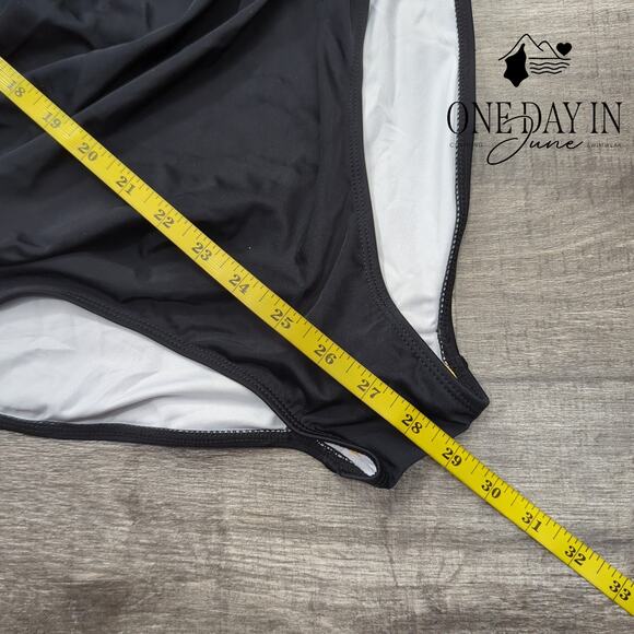 Eomenie Cross Front Cut Out Tie Back One Piece Swimsuit Size XL - Picture 6 of 7